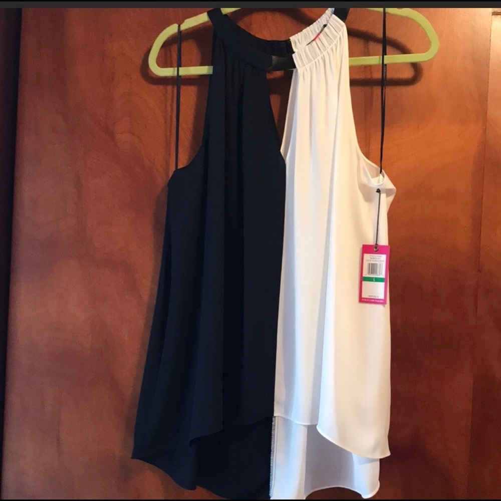 Vince Camuto Color Block Top Nwt Navy /White - image 1